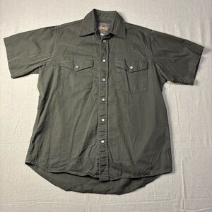Cowboy Workwear Green Pearl Snap Short sleeve Shirt Brush Popper Size Small
